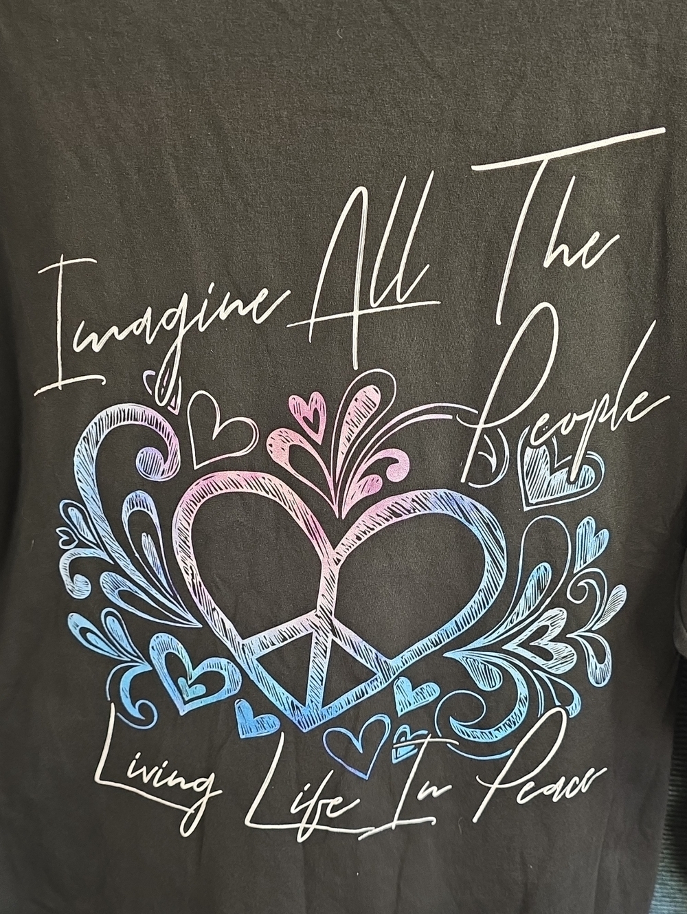 Unisex Long Sleeve Tee Graphics "Imagine All The People Living Life In Peace" - Picture 3 of 6